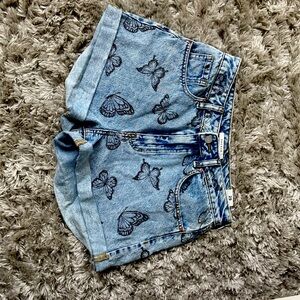 PAC Sun mom jeans shorts with butterflies all over